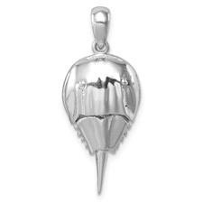 Image of Sterling Silver Rhodium-plated Polished Horseshoe Crab Pendant