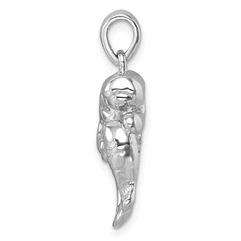 Sterling Silver Rhodium-plated Polished Manatee and Baby Pendant — alternate view