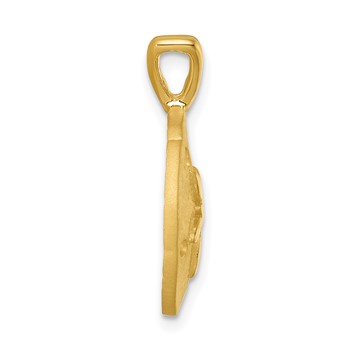 Sterling Silver Rhodium-plated Gold-tone Polished and Brushed Sand Dollar Pendant — alternate view