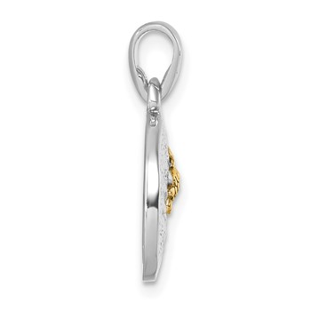 Sterling Silver Rhodium-plated Gold-tone Textured Turtle Crawling In The Sand Pendant — alternate view