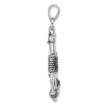Sterling Silver Rhodium-Plated Polished Anchor Pendant — alternate view