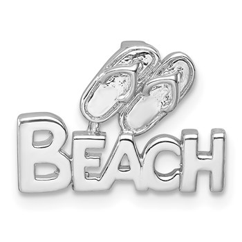 Sterling Silver Rh-Plated Polished Double Flipflop & 'Beach' Chain Slide