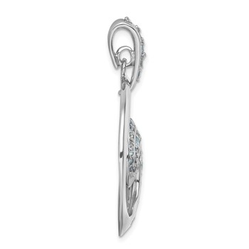 Sterling Silver Rhodium-Plated Polished CZ Wave Pendant — alternate view