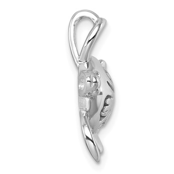 Sterling Silver Rhodium-Plated Polished Flower Back Turtle Chain Slide — alternate view