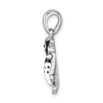 Sterling Silver Rhodium-plated Polished Enamel Penguin Pendant — alternate view