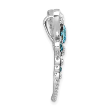 Sterling Silver Rhodium-plated Polished Crystal Inlay Dragonfly Chain Slide — alternate view