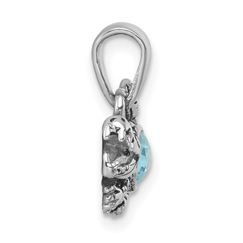 Sterling Silver Rhodium-plated Antiqued Crystal Inlay Alligator Pendant — alternate view