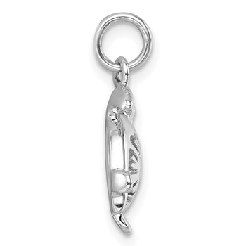 Sterling Silver Rhodium-Plated Tiny Turtle with Flower Back Pendant — alternate view