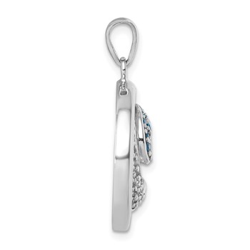 Sterling Silver Rhodium-Plated Polished CZ Wave Pendant — alternate view