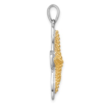 Sterling Silver Rhodium-plated Polished Gold-tone Star Fish Pendant — alternate view