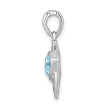 Sterling Silver Rhodium-plated Polished Crystal Angel Fish Pendant — alternate view