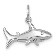 Image of Sterling Silver Rhodium-Plated Polished Shark Pendant
