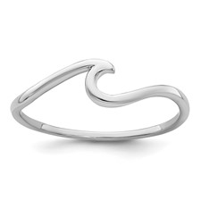Image of Sterling Silver Rhodium-Plated Polished Wave Ring