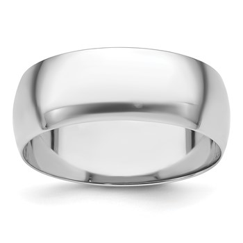 Platinum 8mm Half-Round Featherweight Band