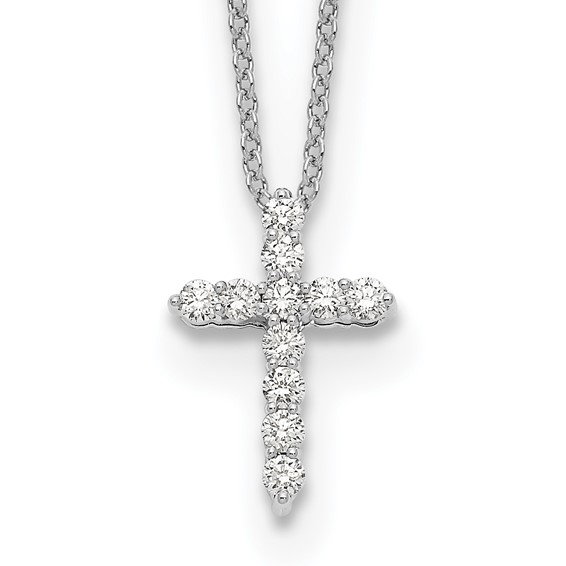 Gold and Triple Diamond Cross Charms in Double Layer Chain | KC Design | Diamond Vault of Troy