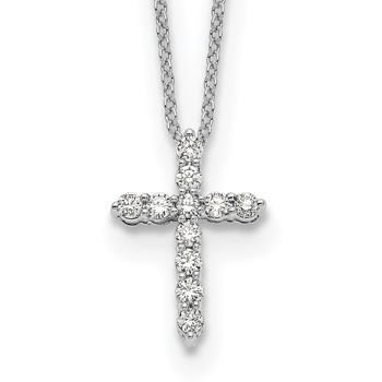 10k White Gold Diamond Cross Pendant No Chain - Dia:F53