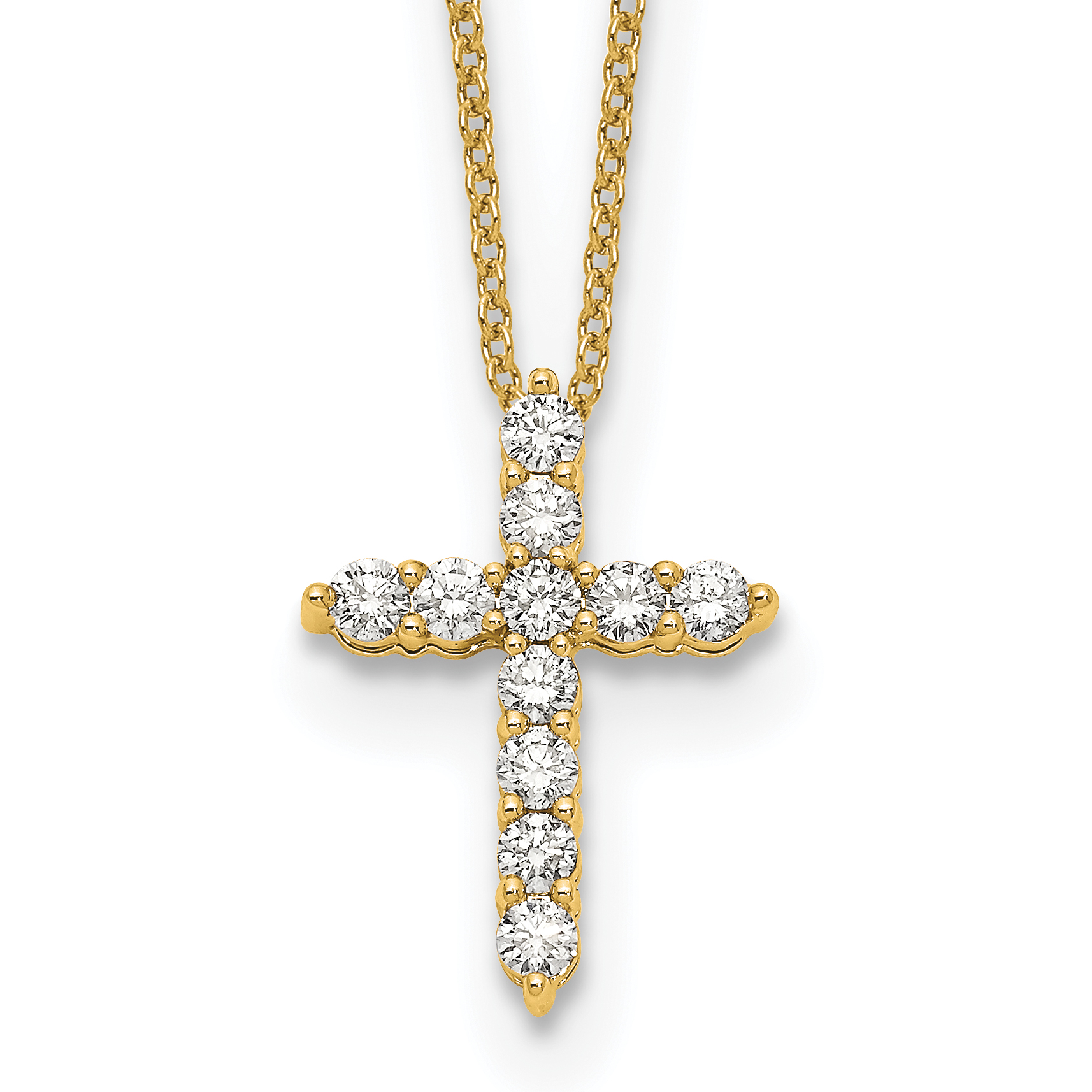 10k 1/2ct Lab Grown Diamond VS/SI+ G+ Comp 18in Cross Pendant Necklace