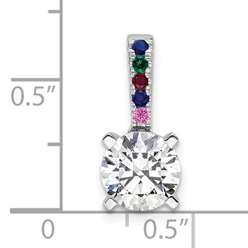 14K White Gold Lab Grown VS/SI+ G+ Dia and Multi Gemstone Semi-Mount Pendan — alternate view