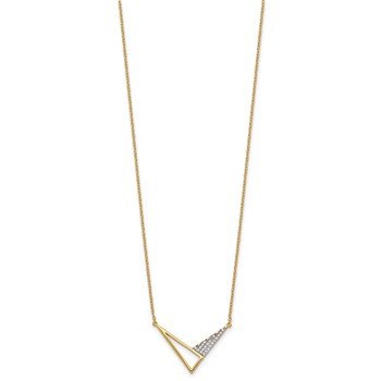 14K Polished 1/10 carat Diamond Geometric Triangles 18 inch Fashion Necklace — alternate view