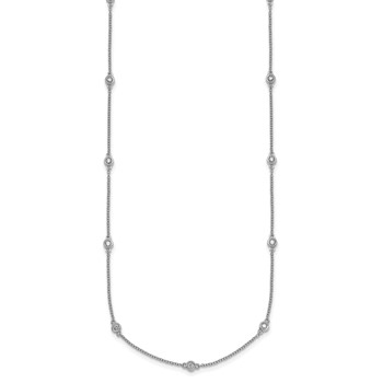 14k White Gold Complete 3/8 carat Bezel-set Diamond and Cable Chain 17-Station 20 inch Necklace — alternate view