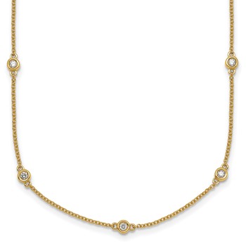 14k Complete 3/8 carat Bezel-set Diamond and Cable Chain 17-Station 20 inch Necklace