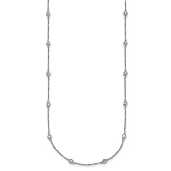 14k White Gold Complete 1/2 carat Bezel-set Diamond and Cable Chain 18-Station 18 inch Necklace — alternate view