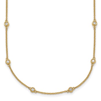 14k Complete 1/2 carat Bezel-set Diamond and Cable Chain 18-Station 18 inch Necklace