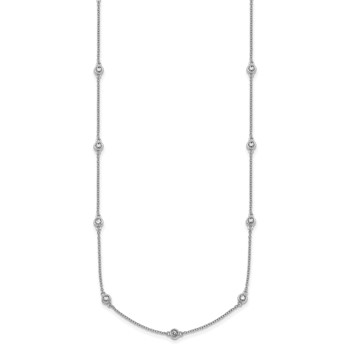 14k White Gold Complete 1/2 carat Bezel-set Diamond and Cable Chain 15-Station 18 inch Necklace — alternate view