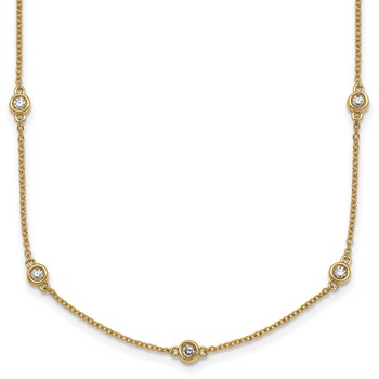 14k Complete 5/8 carat Bezel-set Diamond and Cable Chain 17-Station 20 inch Necklace