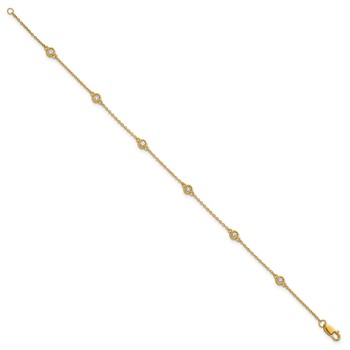 14k Complete 1/5 carat Bezel-set Diamond and Cable Chain 6-Station 7 inch Bracelet — alternate view