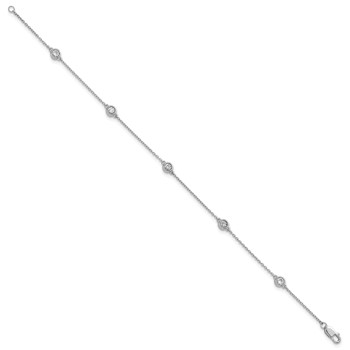 14k White Gold Complete 1/3 carat Bezel-set Diamond and Cable Chain 5-Station 7 inch Bracelet — alternate view