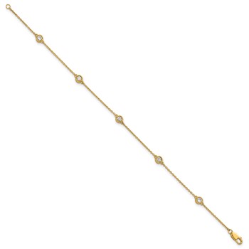 14k Complete 1/3 carat Bezel-set Diamond and Cable Chain 5-Station 7 inch Bracelet — alternate view