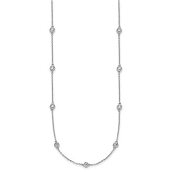 14k White Gold Complete 7/8 carat Bezel-set Diamond and Cable Chain 16-Station 20 inch Necklace — alternate view