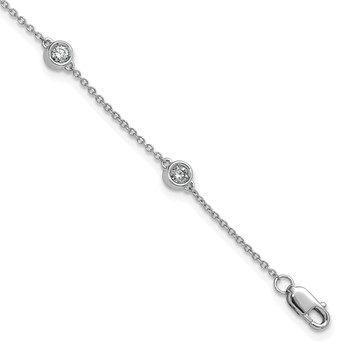 14k White Gold Complete 1/3 carat Bezel-set Diamond and Cable Chain 6-Station 7 inch Bracelet
