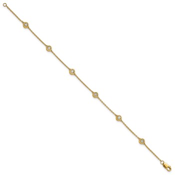 14k Complete 1/3 carat Bezel-set Diamond and Cable Chain 6-Station 7 inch Bracelet — alternate view