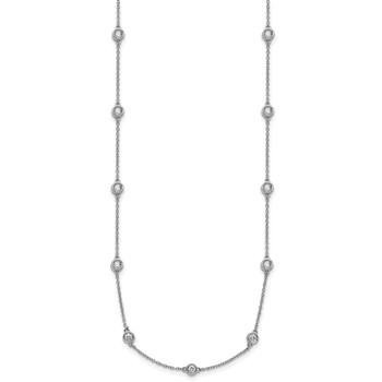14k White Gold Complete 1.3 carat Bezel-set Diamond and Cable Chain 20-Station 20 inch Necklace — alternate view