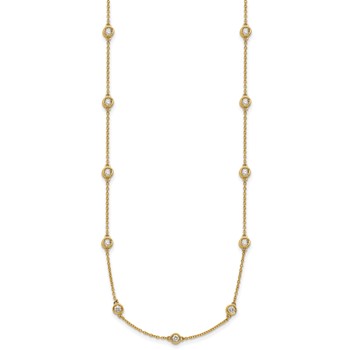 14k Complete 7/8 carat Bezel-set Diamond and Cable Chain 16-Station 16 inch Necklace — alternate view