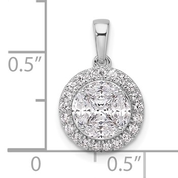 14k White Gold 1 carat Lab Grown Diamond VS/SI+ G+ Round and Marquise Halo Pendant — alternate view