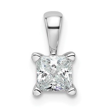 14k White Gold 1/2 carat Lab Grown Diamond VS/SI+ G+ 18 inch 4 Prong Pendant Necklace