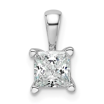 14k White Gold 3/4 carat Lab Grown Diamond VS/SI+ G+ 18 inch 4 Prong Pendant Necklace