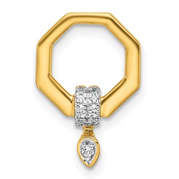 14K Polished 1/15 carat Diamond Octagon Chain Slide