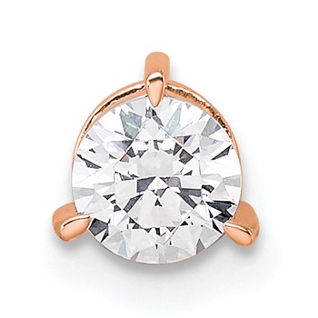 14K Rose Gold Lab Grown VS/SI+ G+ Dia 3 Prong Complete Chain Slide