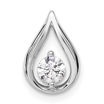 14k White Gold 1/4 carat Lab Grown Diamond VS/SI+ G+ Complete Teardrop Chain Slide Pendant