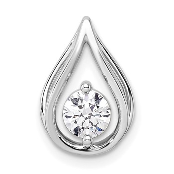 14k White Gold 1/2 carat Lab Grown Diamond VS/SI+ G+ Complete Teardrop Chain Slide Pendant