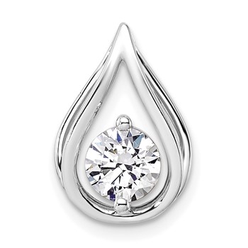 14k White Gold 3/4 carat Lab Grown Diamond VS/SI+ G+ Complete Teardrop Chain Slide Pendant