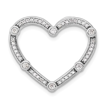14k White Gold 1/3 carat Lab Grown Diamond VS/SI+ G+ Complete Open Heart Chain Slide Pendant