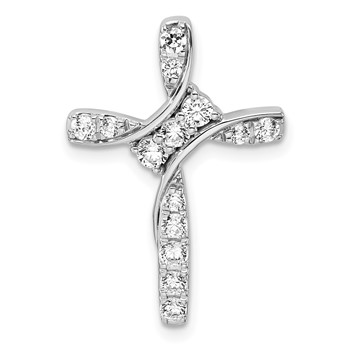 14k White Gold 1/2 carat Lab Grown Diamond VS/SI+ G+ Complete Cross Chain Slide Pendant