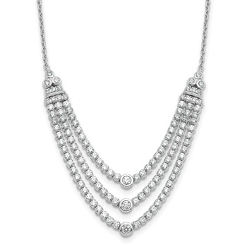 14k White Gold 2 3/4 carat Lab Grown Diamond VS/SI+ G+ 18 inch Triple Layer Necklace