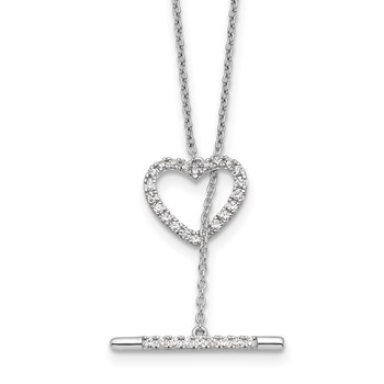 14kw 1/3 carat Lab Grown Diamond VS/SI+ G+ Complete 20 inch Heart Toggle Necklace