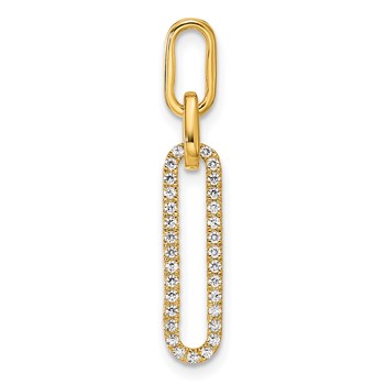 14K Polished 1/6 carat Diamond Paperclip Link Pendant